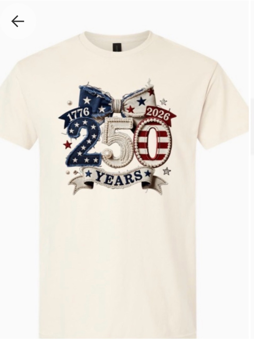 Patriotic 250th Anniversary Cream Graphic Tee - Picture 2 of 2